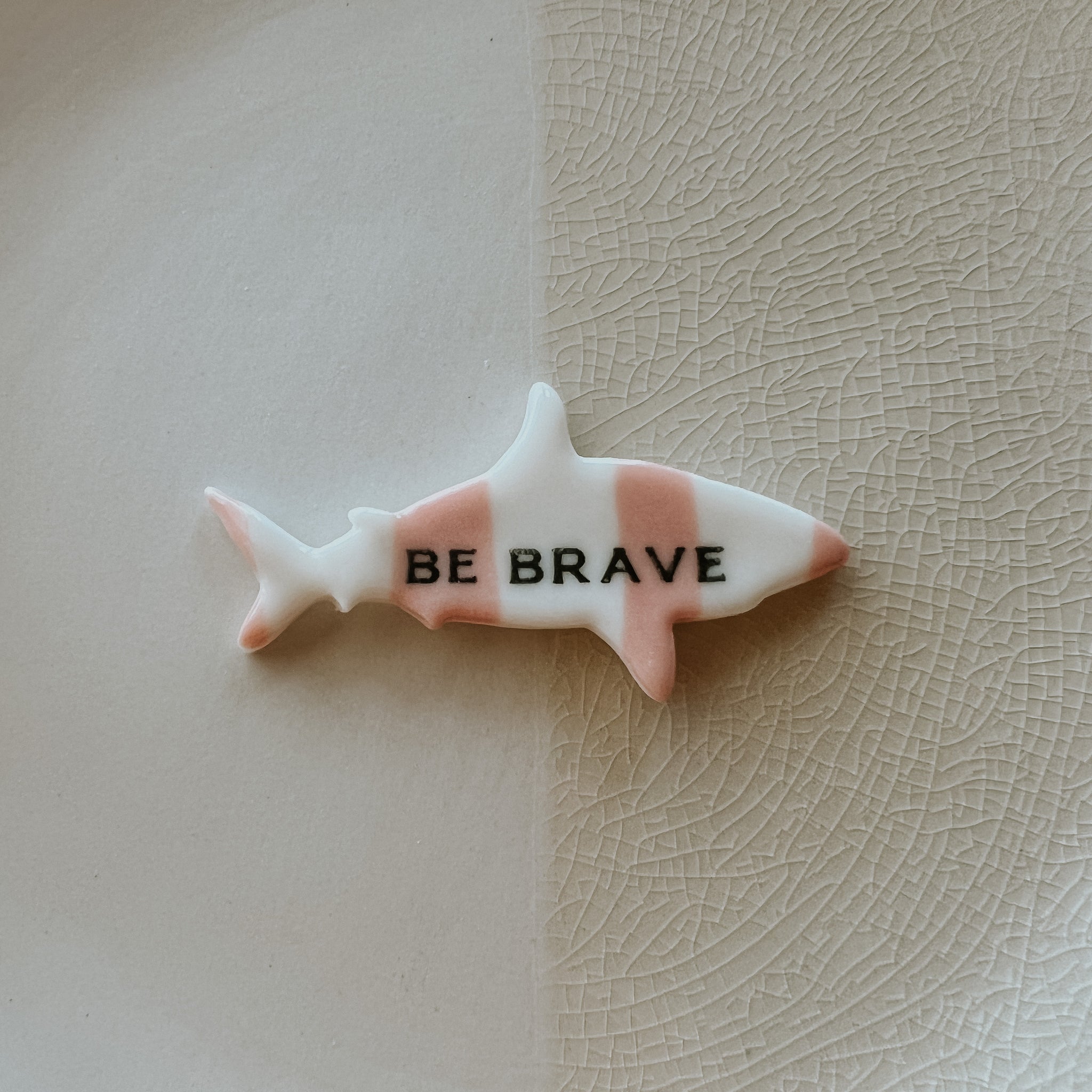 be brave pink shark pin – Krista Coons Studio